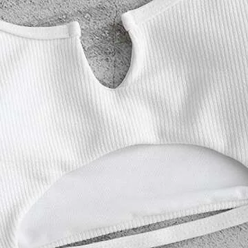 ZAFUL Women's Tie Dye V-Notch Cutout High Cut Bikini Set Two Piece Swimsuit (B-White, S)