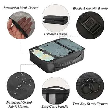 Packing Cubes for Suitcases - 9 Pcs Travel Cubes Set for Suitcase and Luggage Organizers, Packing Cubes for Travel Foldable and Lightweight(Black)
