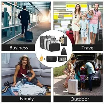 Packing Cubes for Suitcases - 9 Pcs Travel Cubes Set for Suitcase and Luggage Organizers, Packing Cubes for Travel Foldable and Lightweight(Black)