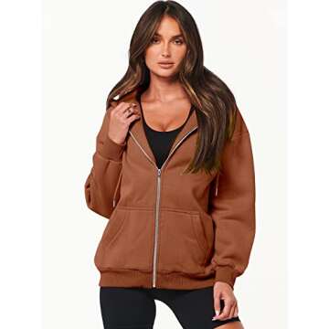ANRABESS Womens Zip Up Hoodies Long Sleeve Oversized Sweatshirts Fleece Y2K Jacket Pockets 2025 Fall...