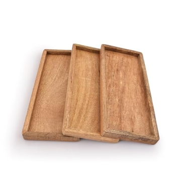 Samhita Mango Wood Serving Platters - Set of 3 Stylish Trays