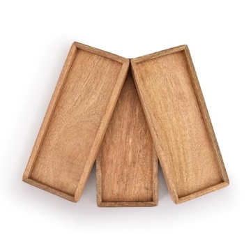 Samhita Mango Wood Serving Platters - Set of 3 Stylish Trays