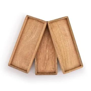 Samhita Mango Wood Serving Platters - Set of 3 Stylish Trays
