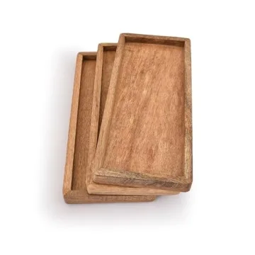 Samhita Mango Wood Serving Platters - Set of 3 Stylish Trays