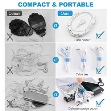 NURSAL Dual Channel EMS TENS Unit 24 Modes Muscle Stimulator for Pain Relief & Muscle Strength with 14 Pads, Rechargeable TENS Machine Pulse Massager with Storage Pouch/Pads Holder/Lanyard/Cable Ties