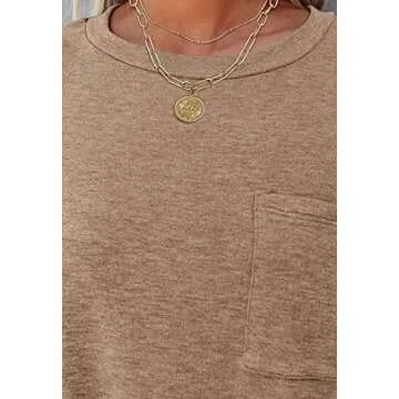 MIROL Women's Sleeveless Tank Tops Basic Loose Tunic T Shirts Batwing Sleeve Solid Color Casual Tee with Pocket Khaki