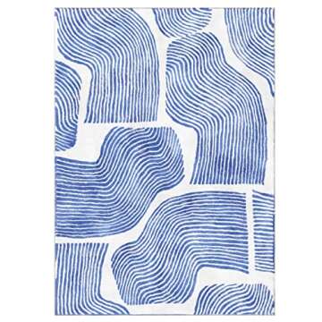 ODIKA Zen Garden Area Rug - Ultra Soft Area Rug 5x7, Non Slip, Stain Resistant Living Room Rug, Washable Area Rugs for Living Room, Rugs for Bedroom (Blue, 5x7)