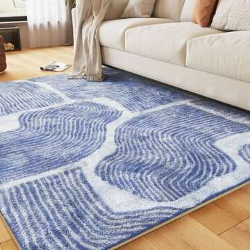 ODIKA Zen Garden Area Rug - Ultra Soft Area Rug 5x7, Non Slip, Stain Resistant Living Room Rug, Washable Area Rugs for Living Room, Rugs for Bedroom (Blue, 5x7)