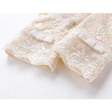 BABEYOND Floral Lace Gloves for Wedding Opera Party 1920s Flapper Lace Gloves Stretchy Adult Size (F-Apricot)