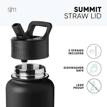 Simple Modern Star Wars Darth Vader Water Bottle with Straw Lid Vacuum Insulated Stainless Steel Metal Thermos | Gifts for Women Men Reusable Leak Proof Flask | Summit Collection | 32oz Vader Nation