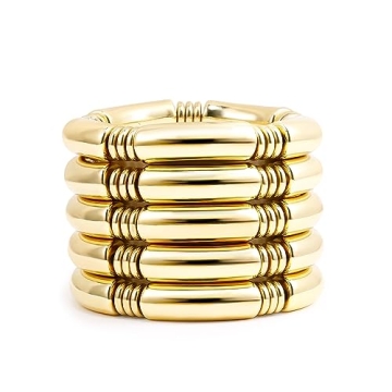 5pcs Gold Chunky Bangles Bracelets for Stylish Women