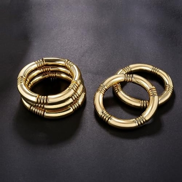 5pcs Gold Chunky Bangles Bracelets for Stylish Women