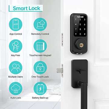 hornbill Smart Front Door Lock with Keypad, Smart Locks Deadbolt Digital Electric Door Lock Works with Smartphone, Code Auto Door Lock for Office Airbnb(Not Included G2 Gateway)