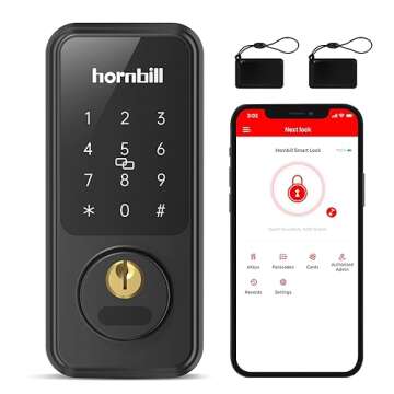 hornbill Smart Front Door Lock with Keypad, Smart Locks Deadbolt Digital Electric Door Lock Works with Smartphone, Code Auto Door Lock for Office Airbnb(Not Included G2 Gateway)
