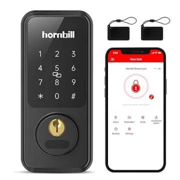 hornbill Smart Front Door Lock with Keypad, Smart Locks Deadbolt Digital Electric Door Lock Works with Smartphone, Code Auto Door Lock for Office Airbnb(Not Included G2 Gateway)