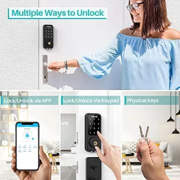 hornbill Smart Front Door Lock with Keypad, Smart Locks Deadbolt Digital Electric Door Lock Works with Smartphone, Code Auto Door Lock for Office Airbnb(Not Included G2 Gateway)