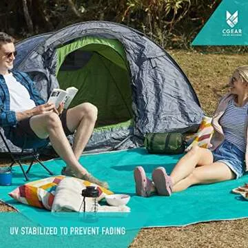 CGEAR Original Sand-Free Outdoor Rug Camping Mat - Water-Resistant & Anti-Fade Material - Military-Grade - Reversible Design - Area Rug for Beach, RV, & Picnics - Includes Travel Bag
