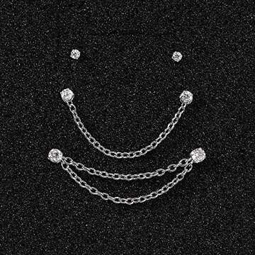 PunkTracker 20G Nose Rings with Chains - Stylish & Safe