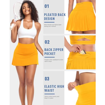 Stylish Womens Pleated Tennis Skirt with Pockets