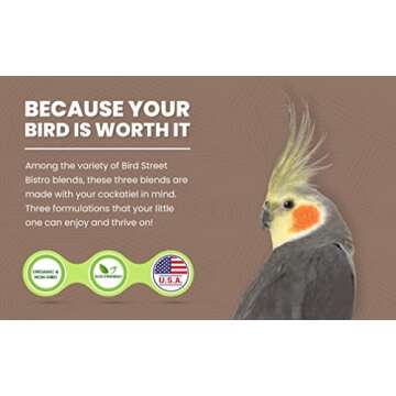 Bird Street Bistro Cockatiel Food Sample 3 Pack - Cooks in 3-15 min w/Natural & Organic Grains - Healthy Non-GMO Fruits, Dried Vegetables, Health Orientated Spices