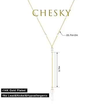 CHESKY Lariat Dainty Necklace for Women Trendy Y Beaded Necklace