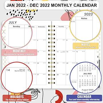 2022 Planner with Tabs - Weekly & Monthly Organization