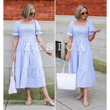 ZESICA Bohemian Summer Midi Dress for Women