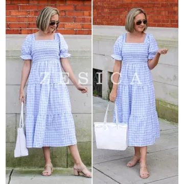 ZESICA Bohemian Summer Midi Dress for Women