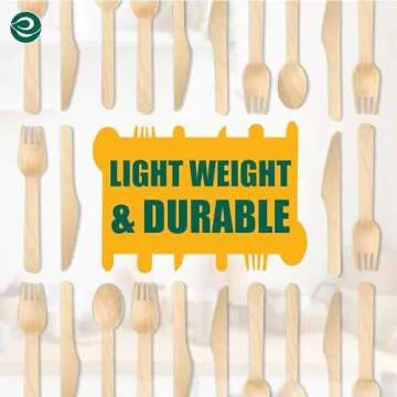 ECO SOUL 100% Compostable Cutlery [175-Pack] Disposable Wooden Cutlery Set I 100% Natural, Sturdy, Eco-friendly, Utensils Set I Biodegradable (75 Fork,50 Spoon, 50 Knife)