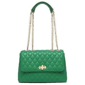 ER.Roulour Quilted Crossbody Bags for Women - Stylish Roomy Leather Handbags with Gold Chain