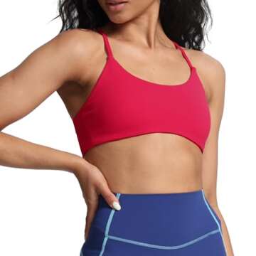 Aoxjox Women's Workout Sports Bras Fitness Backless Padded Ivy Low Impact Bra Yoga Crop Tank Top (Love Potion, Small)
