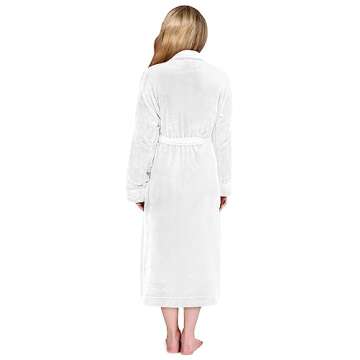 NY Threads Premium Women's Plush Soft Long Bathrobe, Shawl Collar Spa Robe, Medium, White