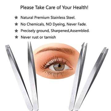 HXL Tweezers Set 4-Piece Professional Stainless Steel