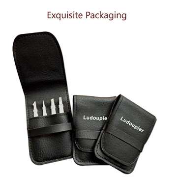 HXL Tweezers Set 4-Piece Professional Stainless Steel