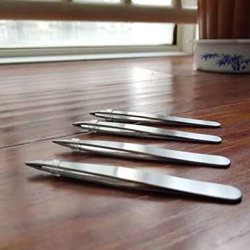 HXL Tweezers Set 4-Piece Professional Stainless Steel