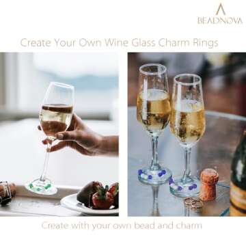 BEADNOVA Wine Charm Rings 60pcs Gold Plated 25mm Beading Charm Rings for Wine Glass DIY Crafting Festival Party Favor
