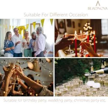 BEADNOVA Wine Charm Rings 60pcs Gold Plated 25mm Beading Charm Rings for Wine Glass DIY Crafting Festival Party Favor