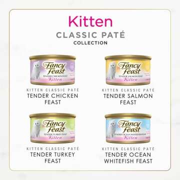 Purina Fancy Feast Tender Ocean Whitefish, Turkey, Chicken and Salmon Feasts Wet Kitten Food Variety Pack - (Pack of 24) 3 oz. Boxes