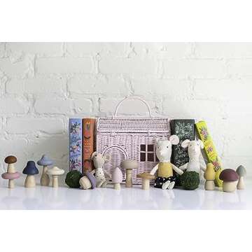 Mushroom Toys Wooden Toys Woodland Kids Toys Garden Figurine Fungi Mushroom Table Decor Set of 12