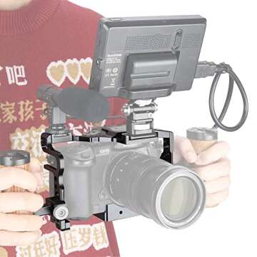 NICEYRIG Cage for Panasonic Lumix GH5/GH5 II/GH5S, Integrated with Camera Cable Lock Cold Shoe Mount - 191