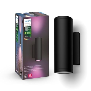 Philips Hue Appear Outdoor Smart Wall Light, Black - White and Color Ambiance LED Color-Changing Lig...
