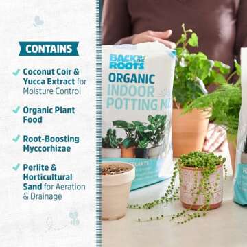 Back to the Roots 100% Organic Indoor Potting Mix (6 Quart), Promotes Healthy Houseplant Growth, Made in The USA
