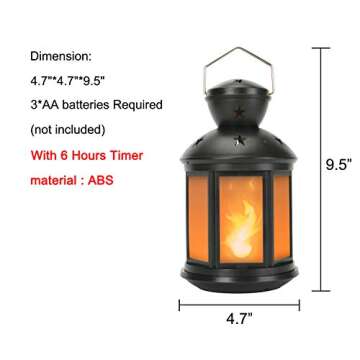DECANIT Vintage Decorative Lanterns Battery Powered LED, with 6 Hours Timer,Indoor/Outdoor,Small Lanterns Decor for Christmas,black-2pcs