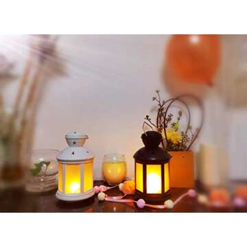 DECANIT Vintage Decorative Lanterns Battery Powered LED, with 6 Hours Timer,Indoor/Outdoor,Small Lanterns Decor for Christmas,black-2pcs