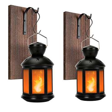 DECANIT Vintage Decorative Lanterns Battery Powered LED, with 6 Hours Timer,Indoor/Outdoor,Small Lanterns Decor for Christmas,black-2pcs