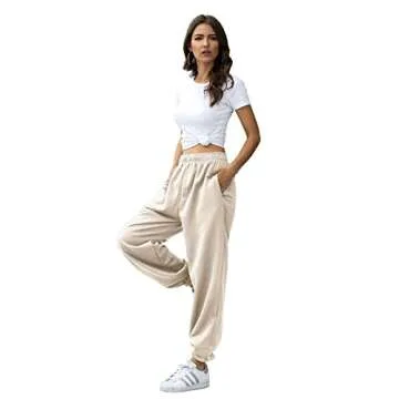 Women's High Waisted Sweatpants Athletic Pants Baggy Joggers Lounge Workout Jogging with Pockets Dark Grey S