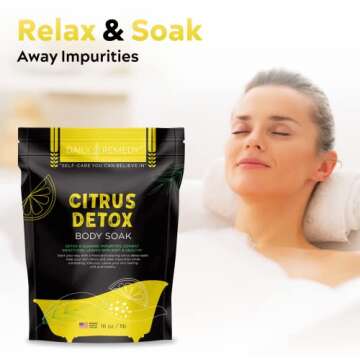 DAILY REMEDY Citrus Body Soak with Epsom Salt - Made in USA - Cleanse, Deodorize, Removes Impurities from Body Naturally