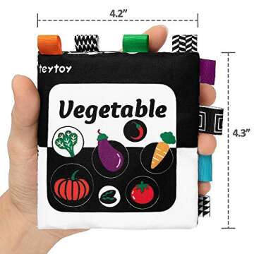 teytoy 12 Packs Soft Baby Books,Black and White High Contrast Baby Toys Gifts, Crinkle Cloth Books for Newborn Infant Babies 0 3 6 9 12 Months, Early Education Learning Bath Book Sensory Toy