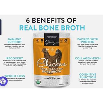 Osso Good Chicken Bone Broth, 6 - 16 Ounce Pouches, High in Protein & Collagen, Ships Frozen, Pack of 6