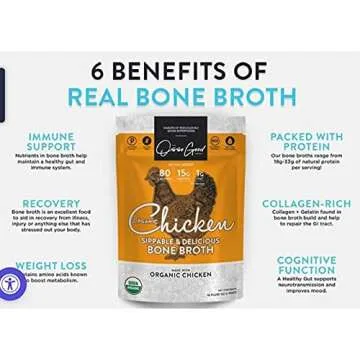 Osso Good Chicken Bone Broth, 6 - 16 Ounce Pouches, High in Protein & Collagen, Ships Frozen, Pack of 6
